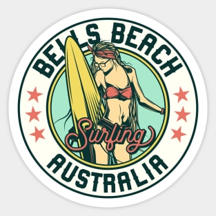 Vintage Surfing Badge for Bells Beach, Australia Sticker